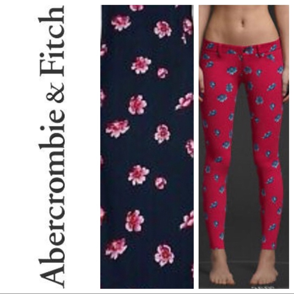 SOLD Abercrombie & Fitch Blue Jeggings Pink Flower